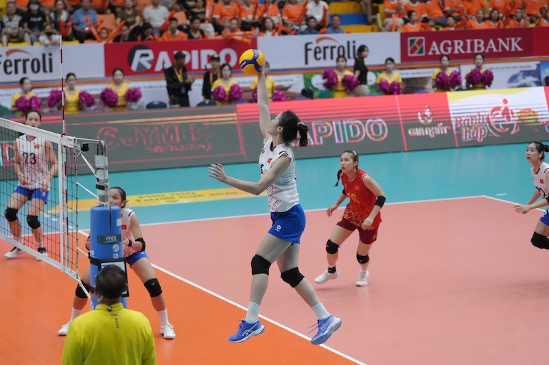 Tuyen bong chuyen nu U21 Viet Nam thua set 2. Anh: VFV
