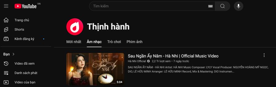 El video musical del cantante Ha Nhi distribuido por BH Media llego a la top 1 musica popular en YouTube. Foto: BH Media