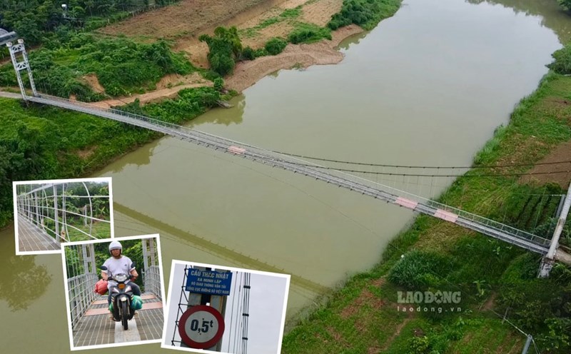 Milk for treating damaged suspension bridges after being reported by Lao Dong Newspaper. Photo: Nguyen Hoan.