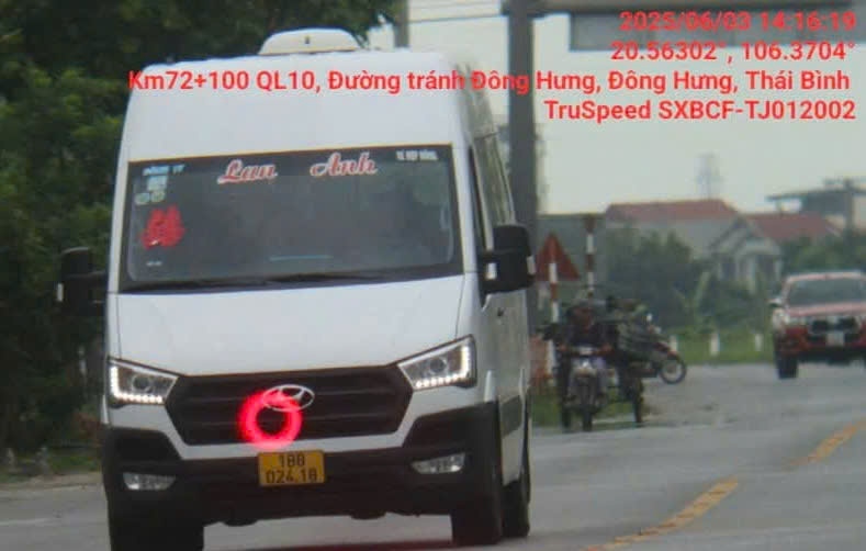 Hinh anh phuong tien vi pham loi vuot qua toc do. Nguon: Phong CSGT - Cong an tinh Thai Binh
