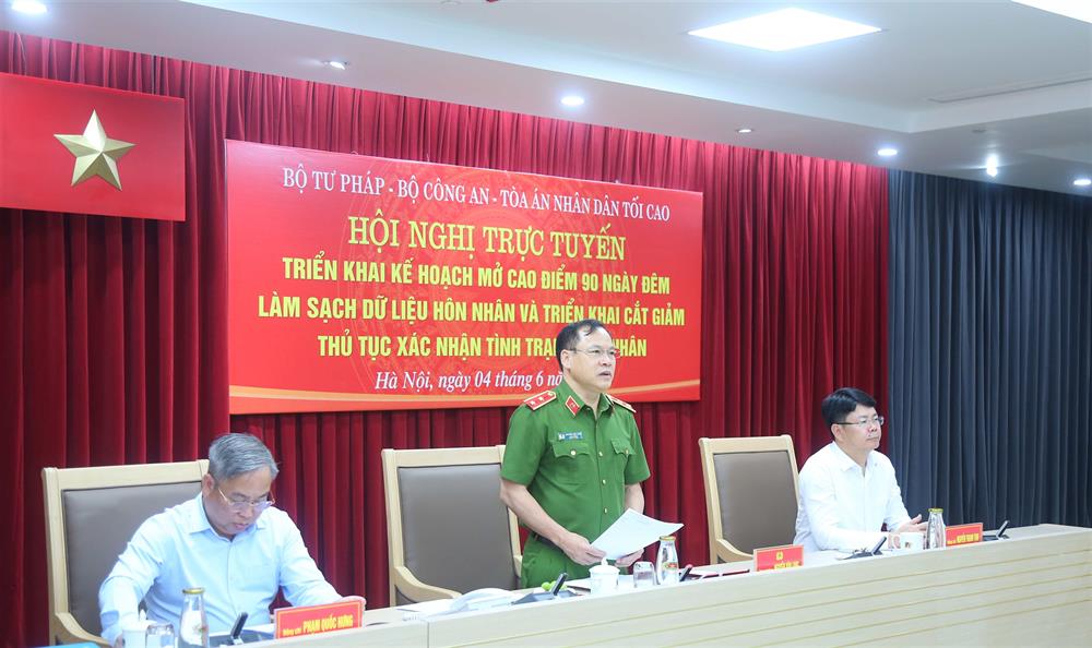 Online conference to deploy the Plan to launch a peak period of 90 days and nights to clean up marriage data. Photo: Ministry of Justice