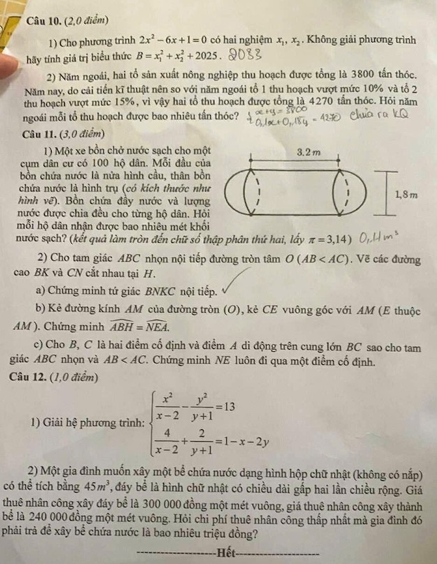 De thi chinh thuc mon Toan thi vao lop 10 tinh Hoa Binh. Anh: Huong Giang