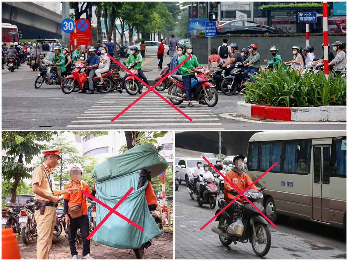 Cảnh sát giao thông Hà Nội xử lý nhiều trường hợp vi phạm giao thông. Ảnh: Công an Hà Nội 