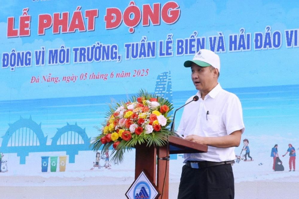 Pho Chu tich UBND TP Da Nang Le Quang Nam phat bieu tai le phat dong. Anh: T.Ngoc
