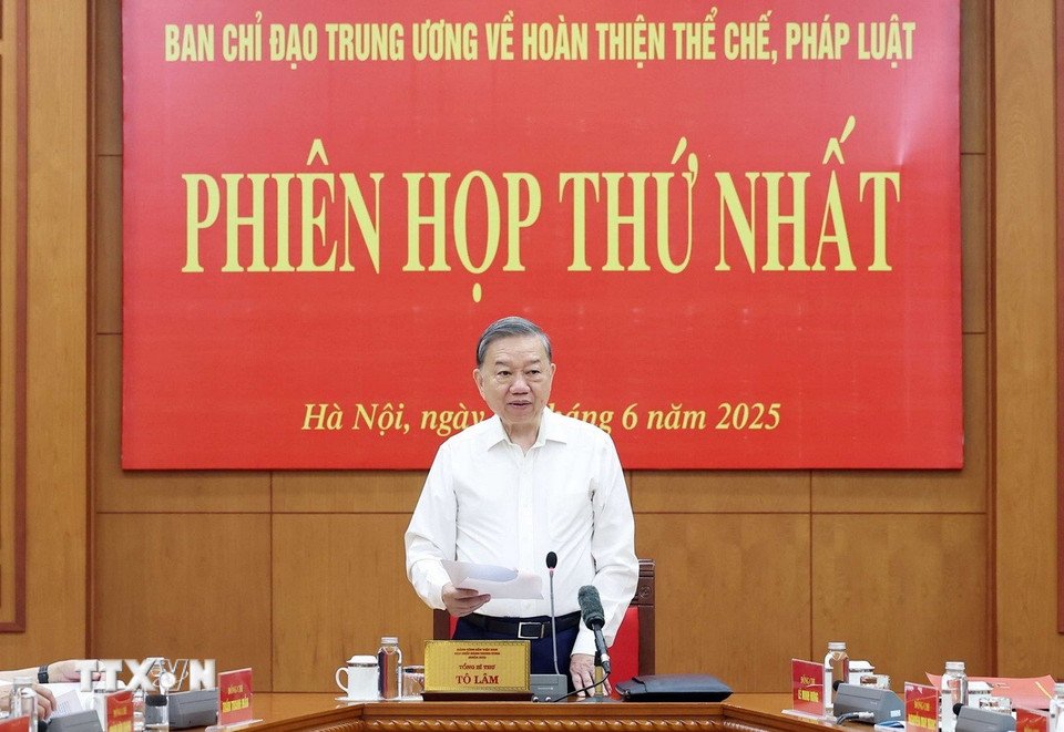 Tổng Bí thư Tô Lâm phát biểu tại Phiên họp thứ nhất Ban Chỉ đạo. Ảnh: TTXVN