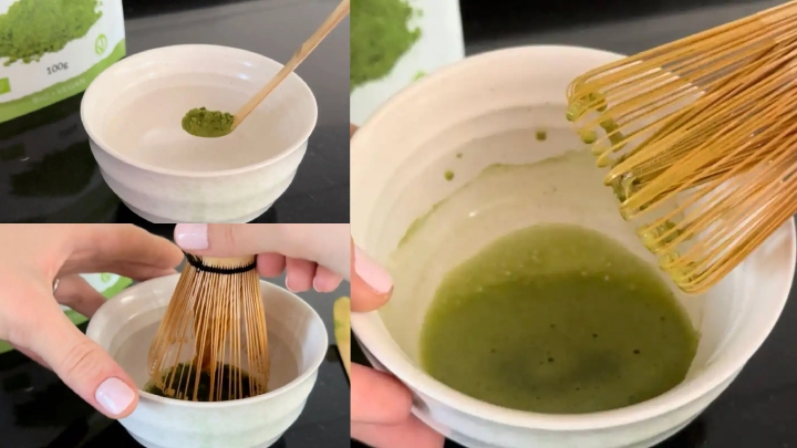 Steps to make Matcha Latte. Photo: Han Lam