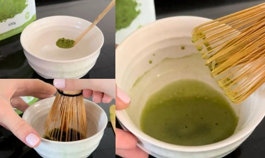 Các bước làm Matcha Latte. Ảnh: Hàn Lâm