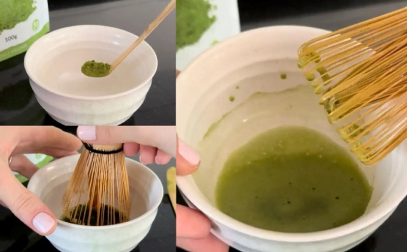Steps to make Matcha Latte. Photo: Han Lam
