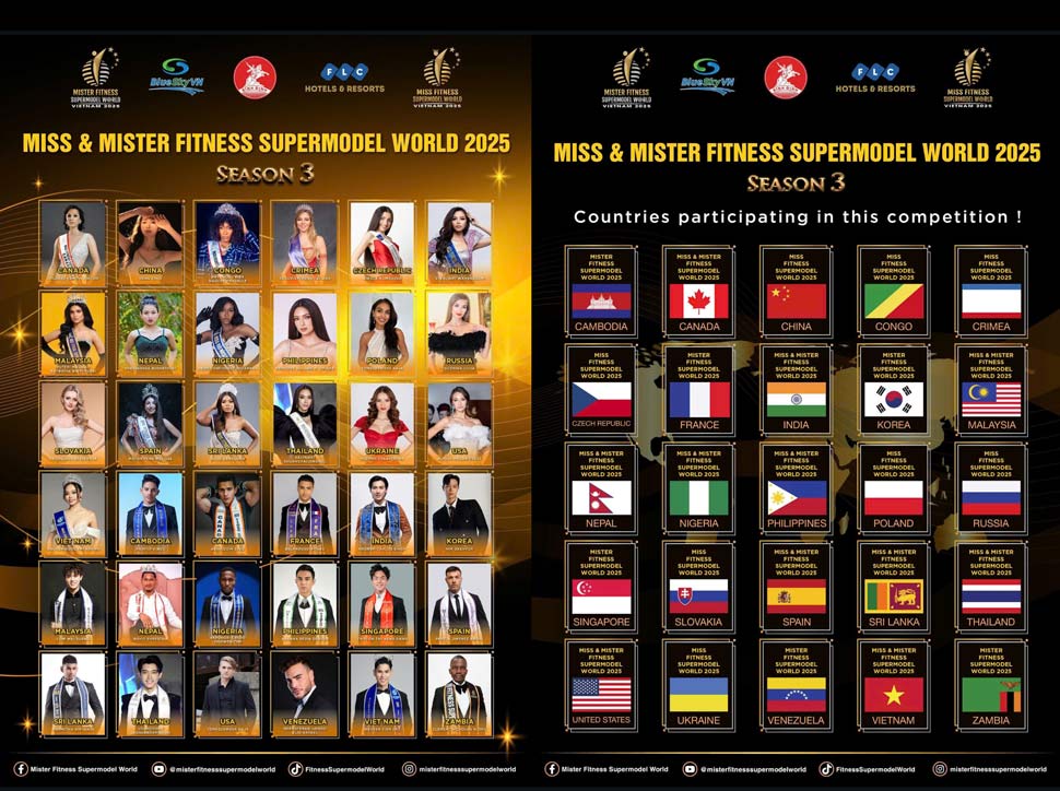 The Miss & Misterness Supermodel World 2025 contest was held in Binh Dinh with the participation of 36 contestants from 25 countries around the world. Photo: Organizing Committee