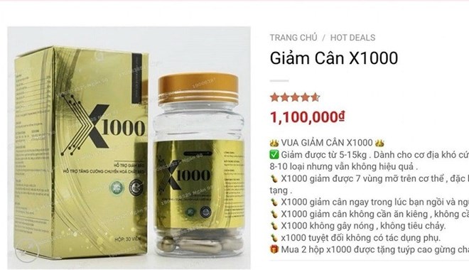 The weight loss product advertised by Ngan 98 was once sold widely on the internet. Photo: Ha Le