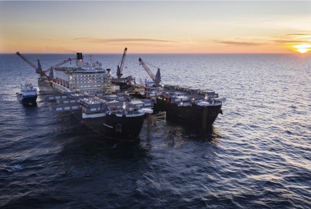 El proceso de construccion de la corriente nord 2 tuberias del mar Baltico. Foto: Gazprom
