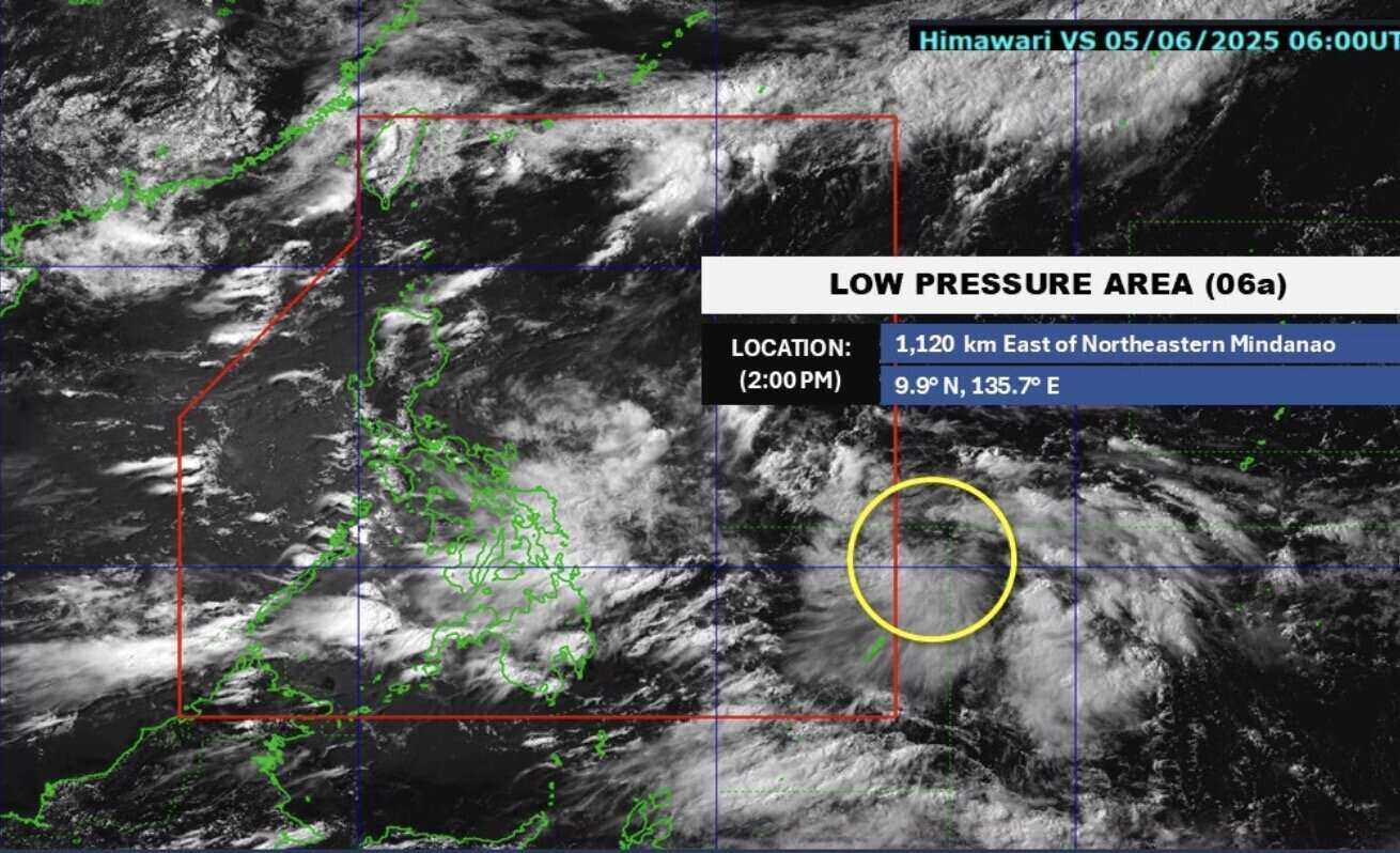 Baja presion cerca de los pronosticos del Mar del Sur de China para acercarse a Filipinas en 6.6. Foto: Pagasa