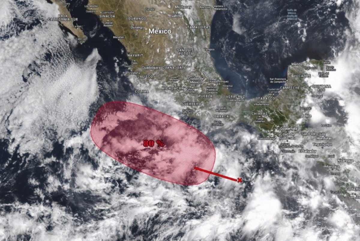 La baja presion tiene un 80% de probabilidades de convertirse en una tormenta de Barbara. Foto: Comite Nacional Mexicano (Conagua)