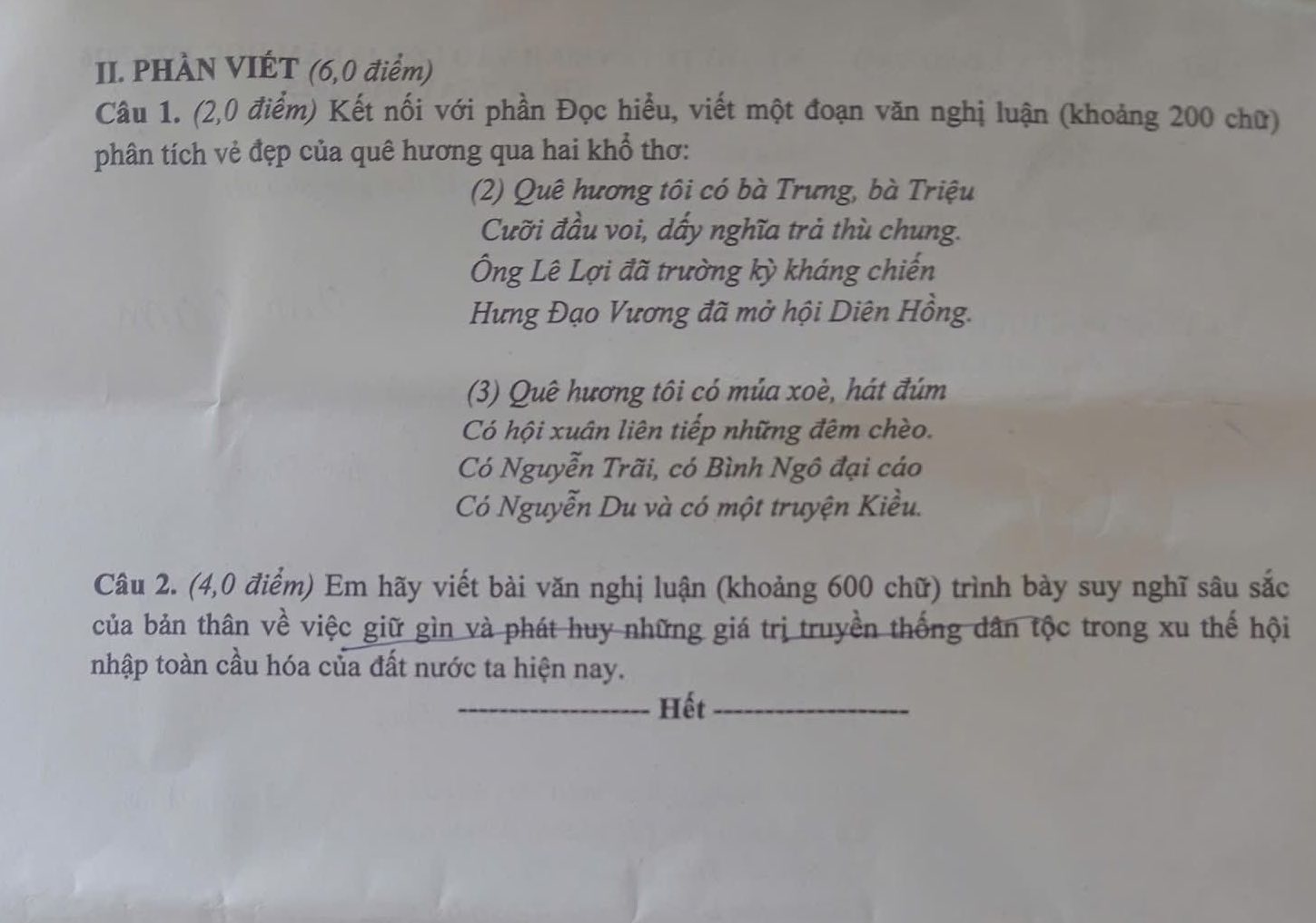 De thi chinh thuc mon Van vao lop 10 tinh Binh Dinh nam 2025. Anh: Huong Giang