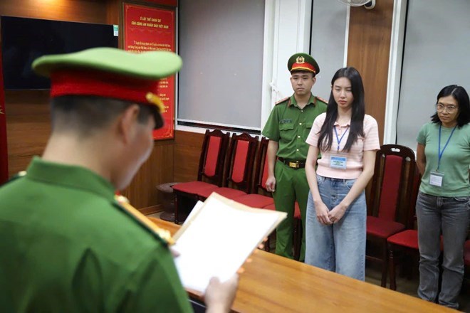 Miss Nguyen Thuc Thuy Tien is one of the artists involved in the legal battle. Photo: Ministry of Public Security.