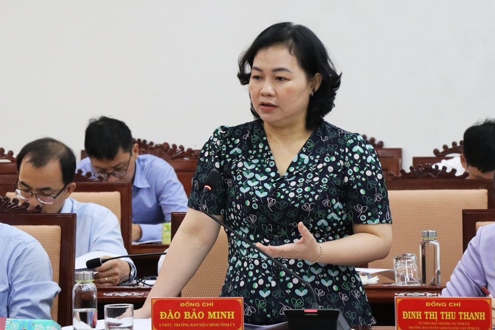 Truong Ban Noi chinh Tinh uy Phu Yen dong gop y kien Van kien Dai hoi. Anh: Tuong An
