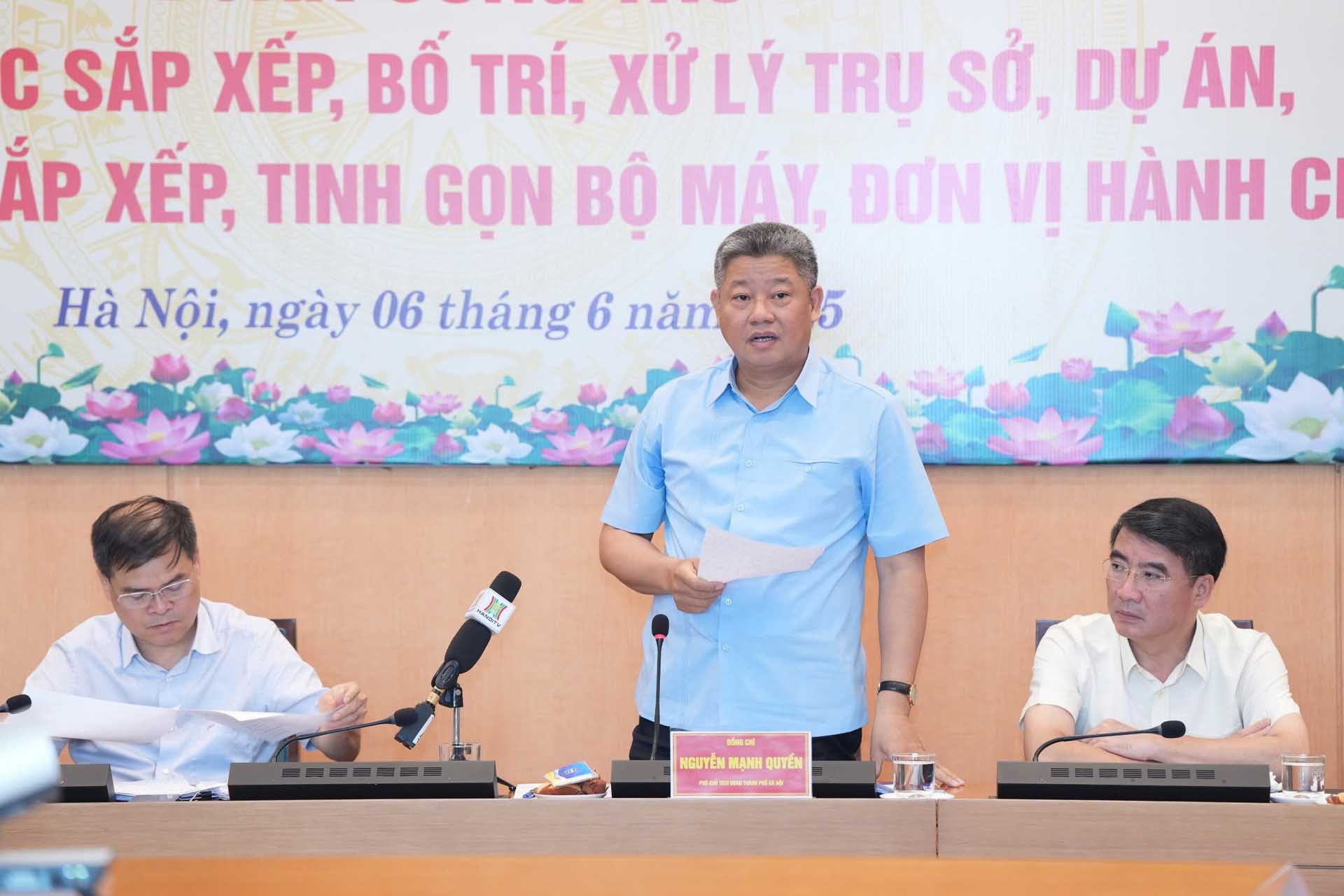 Pho Chu tich UBND thanh pho Nguyen Manh Quyen phat bieu tai buoi lam viec. Anh: Dinh Hiep
