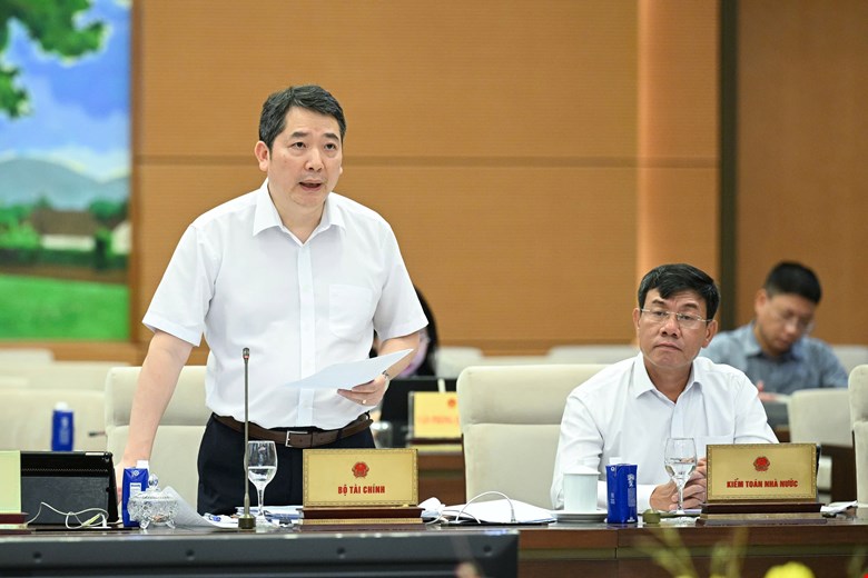 El viceministro de Finanzas Cao Anh Tuan dijo que el proyecto de ley estipula que las organizaciones socio -politicas de Vietnam Fatherland son administradas e invertidas en capital en empresas. Foto: Quochoi.vn