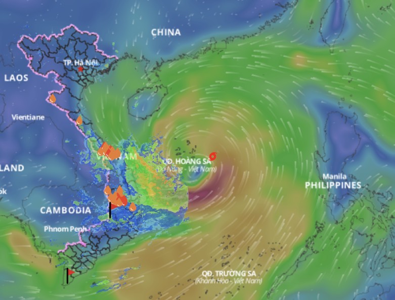 Actualizacion a las 8 en punto de 11.6 en la posicion del Typhoon No. 1 en 2025. Fuente: Vietnam Desaster System