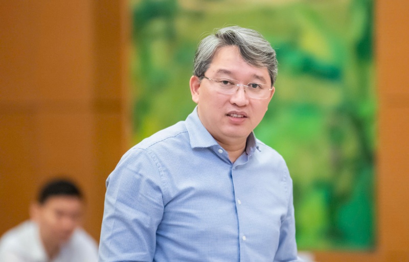 Minister of Justice Nguyen Hai Ninh has just discussed the results of collecting public opinions on the draft Resolution amending and supplementing the 2013 Constitution. Photo: Ministry of Justice