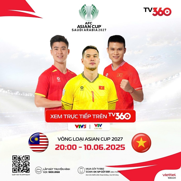 TV360 la don vi phat song tran dau giua Viet Nam va Malaysia tai Asian Cup 2027
