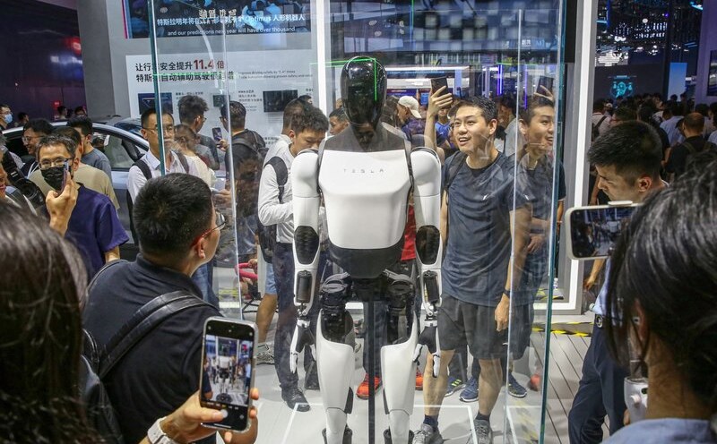 Tesla's Optimus-shaped robot. Photo: AFP
