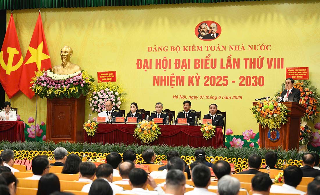 Chu tich Quoc hoi Tran Thanh Man chi dao 5 nhiem vu trong tam doi voi Dang bo KTNN. Anh: Tung Giang