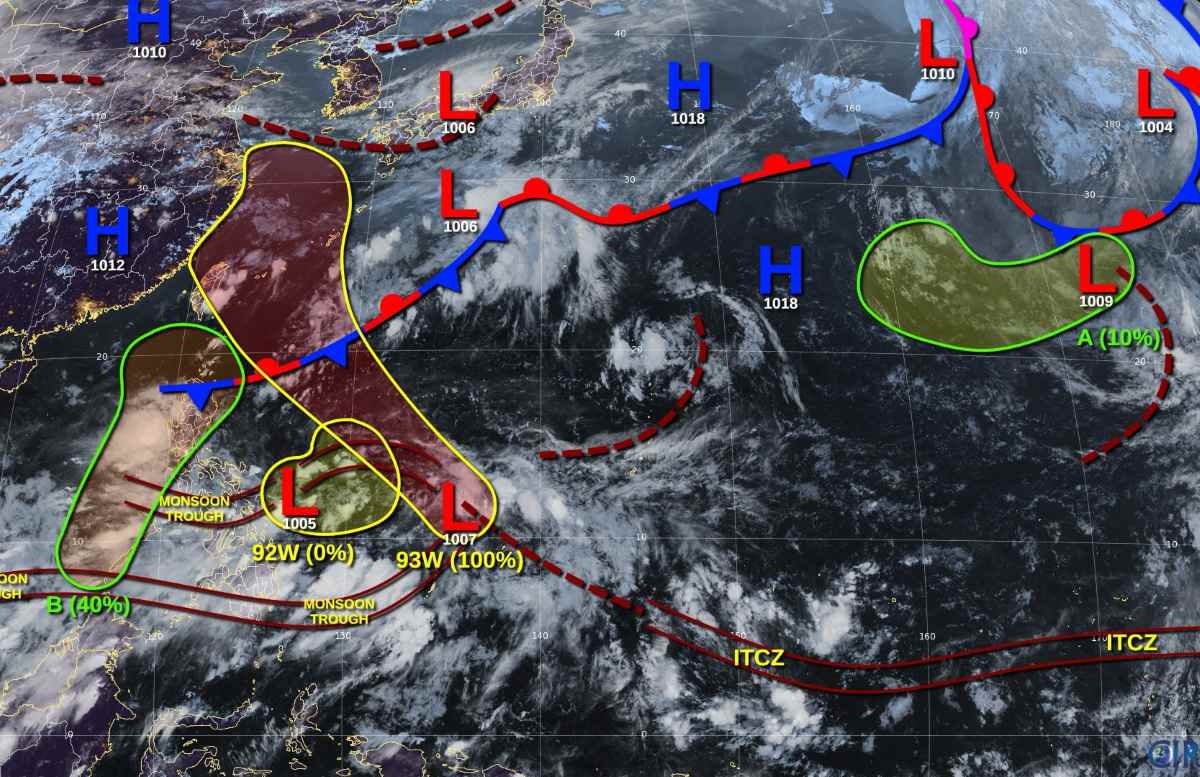 Mot loat ap thap va nhieu dong o vung bien Tay Bac Thai Binh Duong. Anh: JTWC