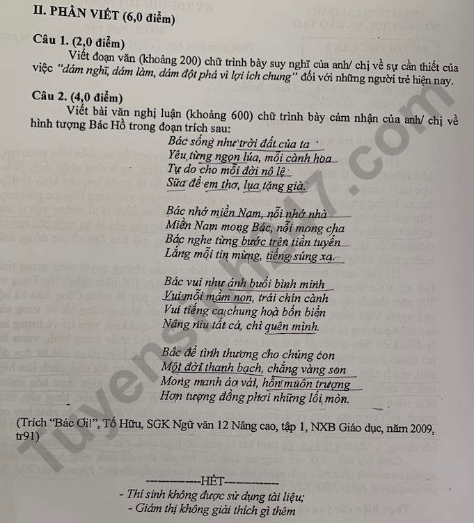 De thi thu tot nghiep THPT mon Van 2025 lan 2 - So GDDT Lai Chau. Anh: Tuyensinh247