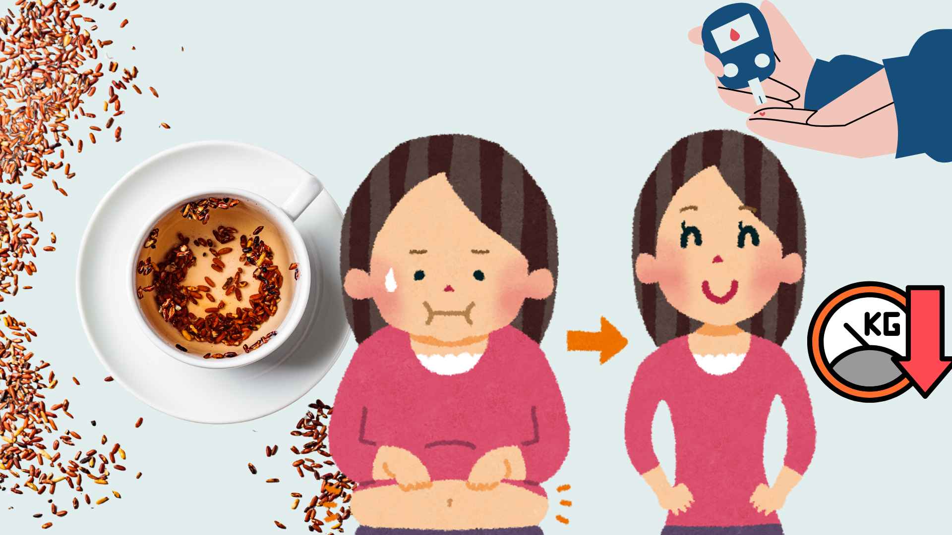 Brown rice tea helps lose weight and stabilize blood sugar. Graphics: Ha May