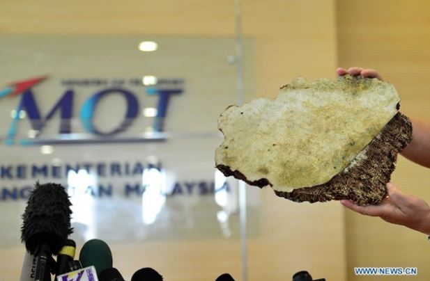 A piece of MH370 debris. Photo: Xinhua