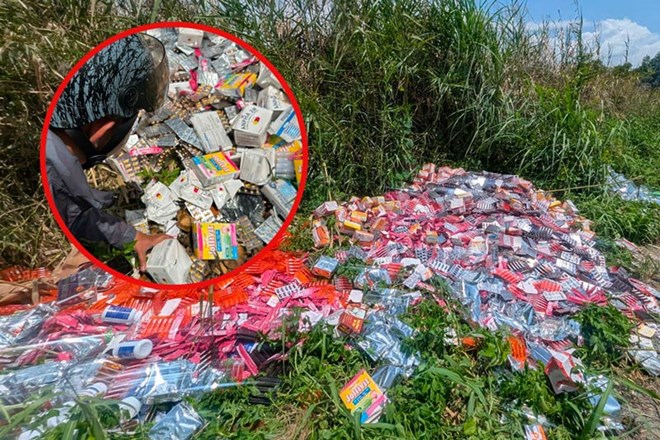 A large amount of expired drugs and functional foods were discovered to have been stolen in Ho Chi Minh City. Photo: Anh Tu