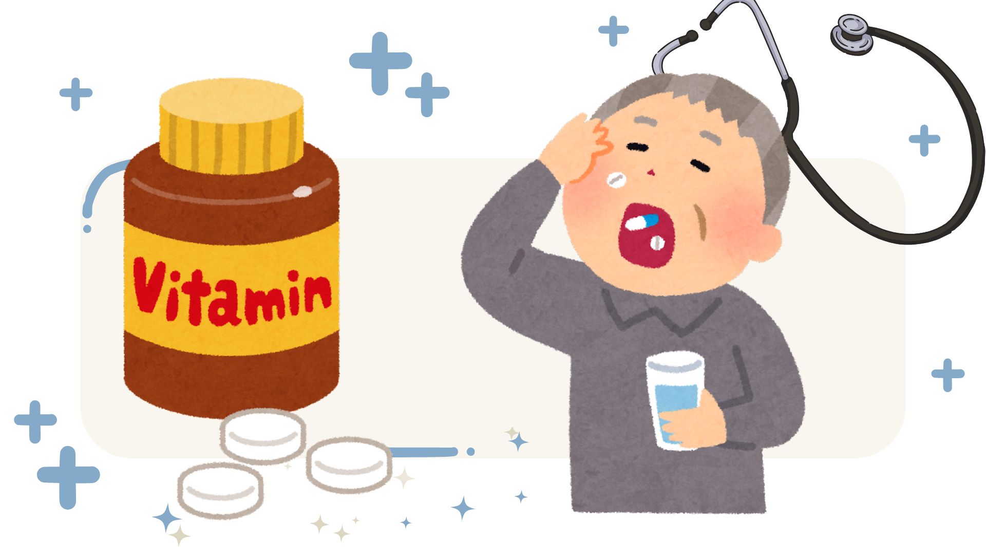 Elderly people should consider their doctor before supplementing synthetic vitamins. Graphic photo: HUENG SON
