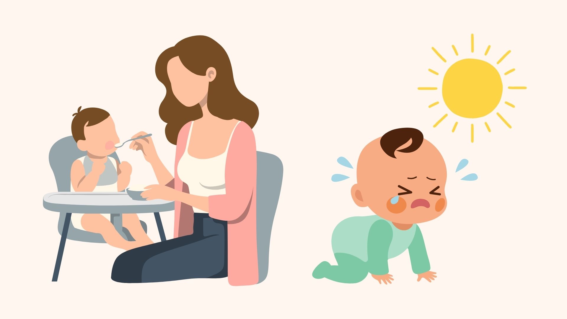 Protect children from the hot summer sun and heatstroke. Graphics: Linh Dan