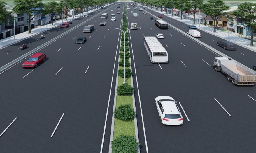National Highway 1 through Binh Chanh District will be expanded to 12 lanes. Photo: Ho Chi Minh City Department of Construction