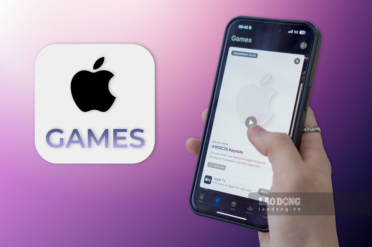 Apple esta a punto de lanzar la aplicacion "Juegos" previamente instalada en iPhone con iOS 26. Foto grafica: Vu Linh