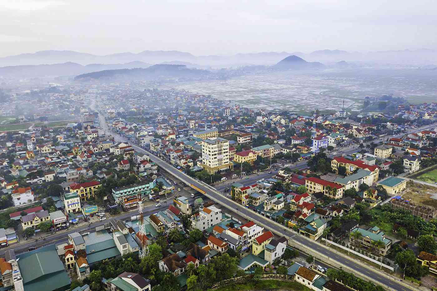 Thị trấn Cầu Giát - đơn vị hành chính trung tâm huyện Quỳnh Lưu, tỉnh Nghệ An. Ảnh: Nhật Thanh