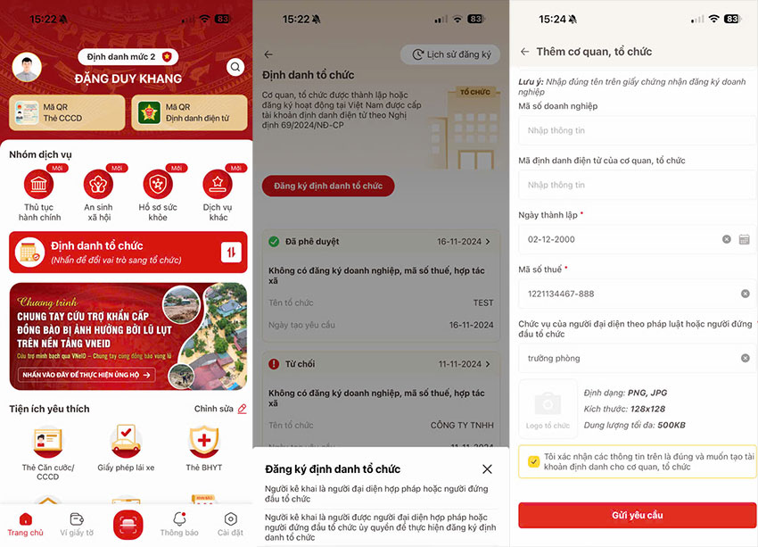 Hướng dẫn đăng ký tài khoản định danh tổ chức. Ảnh: C06