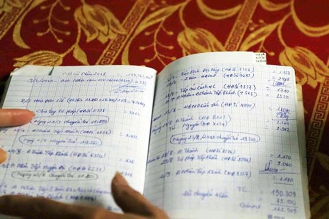The book records the debts for food and beverage. Photo: Duong Hang