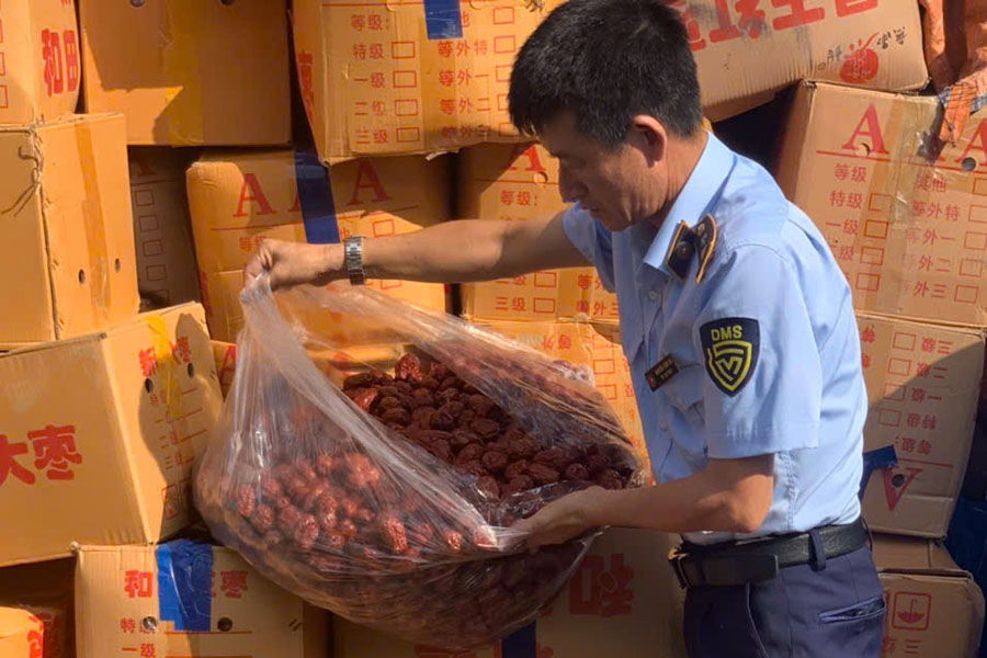 Se detectaron mas de 4 toneladas de manzanas rojas de contrabando. Foto: Departamento de Administracion de Hanoi
