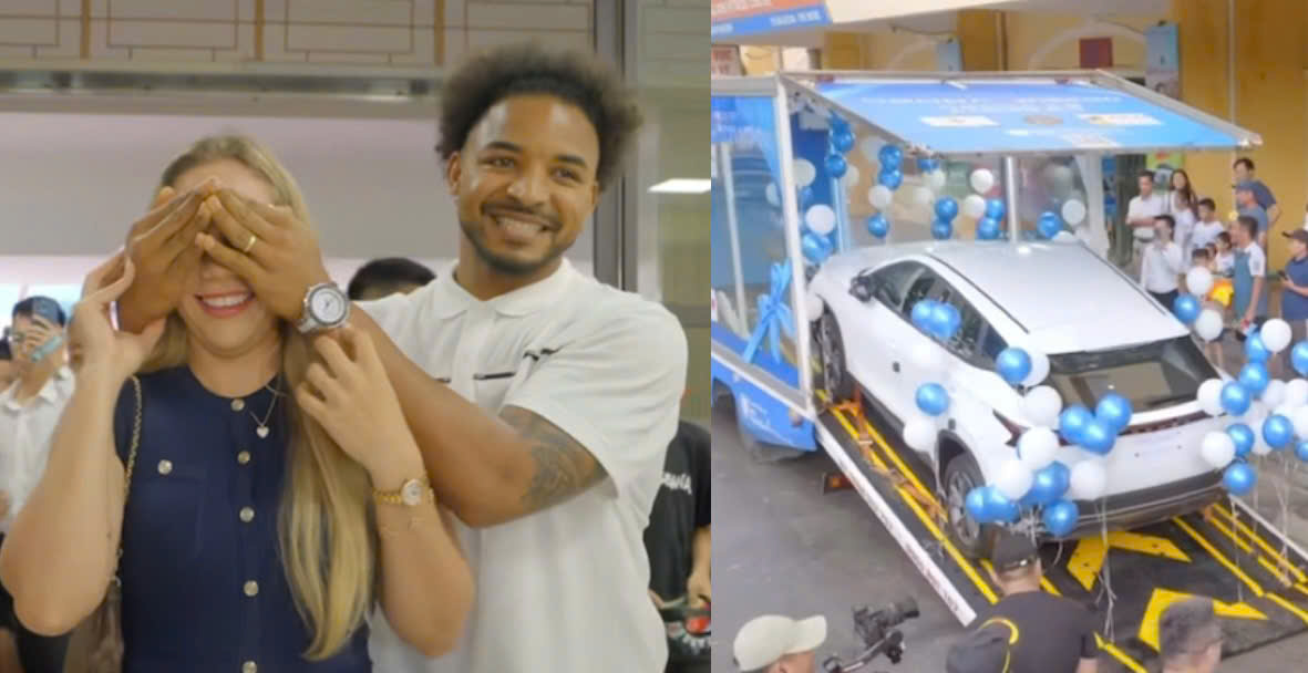 Xuan Son gave his wife a car. Photo cut from video