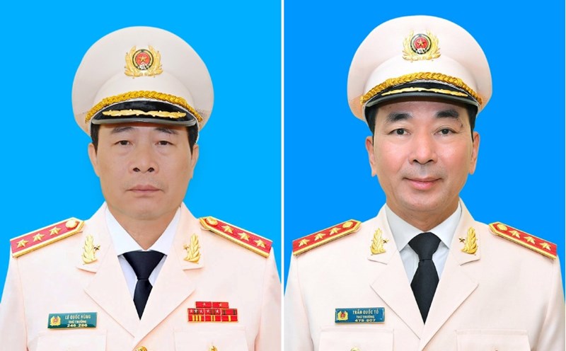 Senior Lieutenant General Le Quoc Hung (left) was reappointed as Deputy Minister of Public Security and Senior Lieutenant General Tran Quoc To had his term as Deputy Minister of Public Security extended until retirement. Photo: Ministry of Public Security.