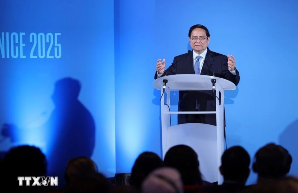 Politburo member and Prime Minister Pham Minh Chinh spoke at the World Plains Summit. Photo: VNA