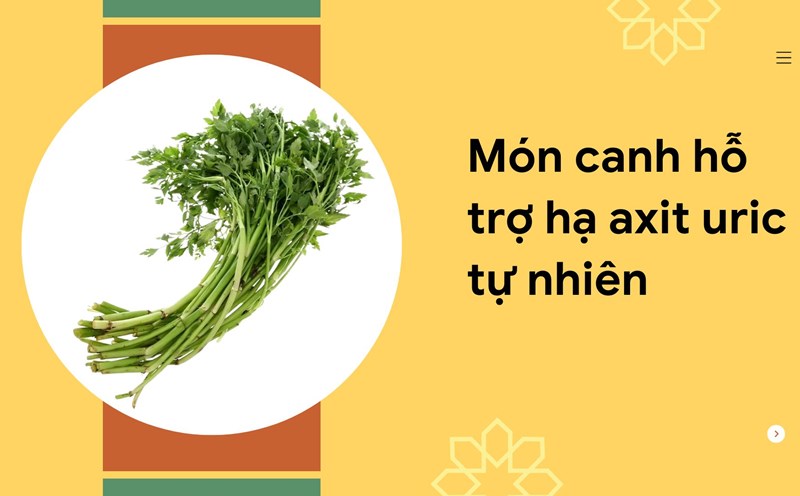 Celery soup helps control uric acid naturally. Graphic photo: Huong Son