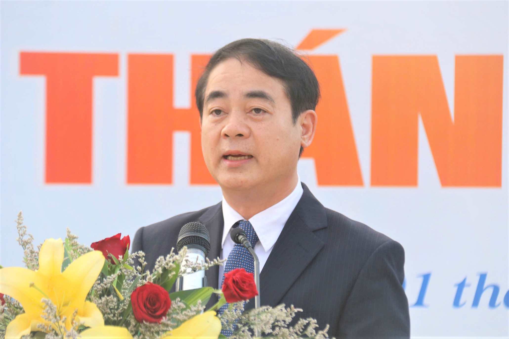 Ong Nghiem Xuan Thanh - Bi thu Tinh uy Khanh Hoa phat bieu tai le chao co dau tien cua tinh Khanh Hoa sau sap nhap. Anh: Phuong Linh