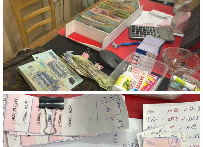 Tang vật liên quan đến đường dây đánh bạc của Phạm Quốc Anh. Ảnh: M.Hiền