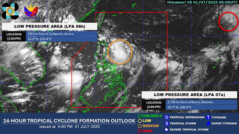 Hai ap thap noi duoi nhau xuat hien tren Bien Dong. Anh: PAGASA