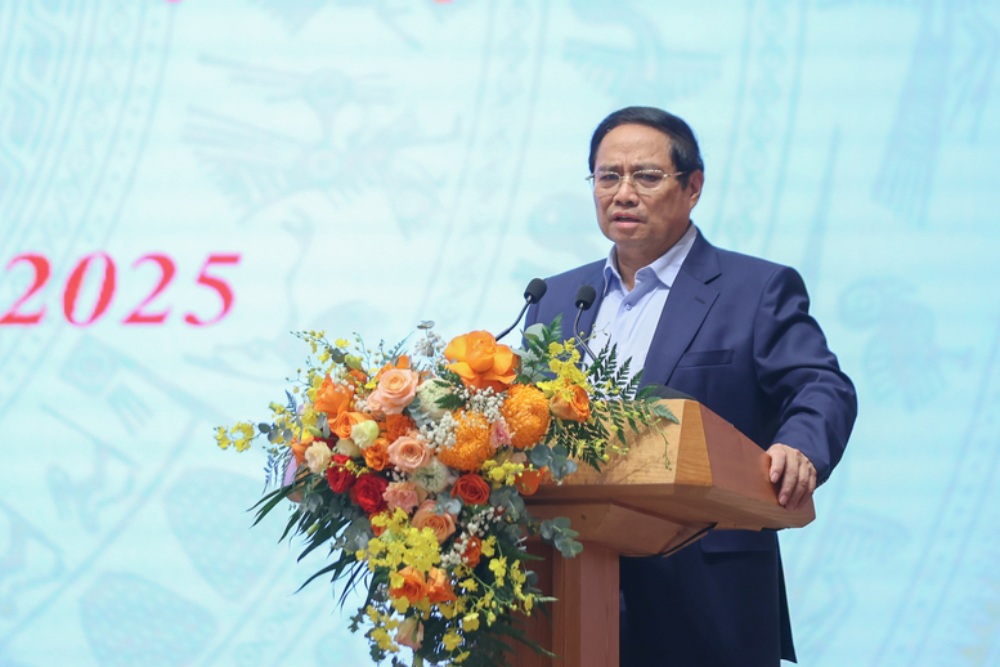 Thu tuong Chinh phu Pham Minh Chinh chu tri hoi nghi tong ket xay dung nong thon moi va giam ngheo ben vung. Anh: Pham Dong
