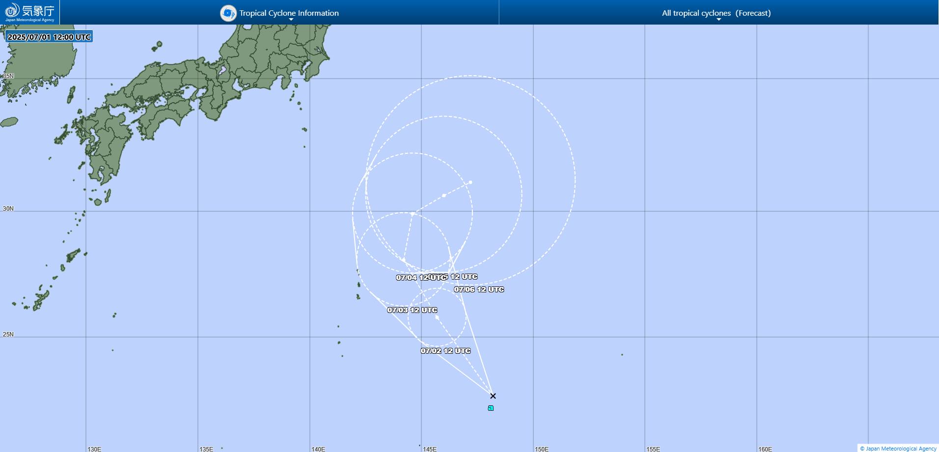 Pronecir la ubicacion y el movimiento de la depresion tropical en la region del noroeste del Pacifico, lo que puede afectar el clima japones. Foto: JMA