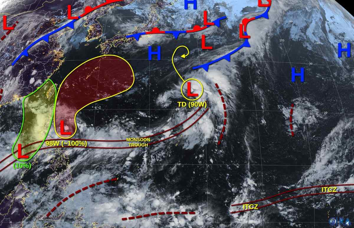 Vi tri cac ap thap JTWC dang theo doi ngay 2.7.2025. Anh: JTWC